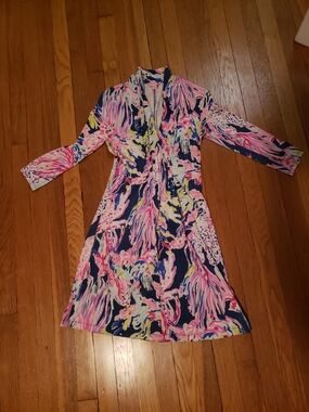 Lilly Pulitzer Multicolor Abstract Print Dress - Pink, Navy & Yellow